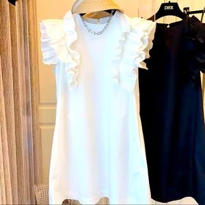 White ruffle sleeve dress 21 inches wide and 34 inches long